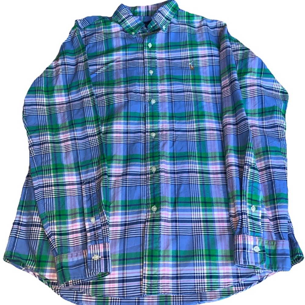 Polo Ralph Lauren Classic Fit Oxford Plaid Long Sleeve Shirt Men's Size Large